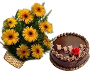 gerberas and cake