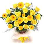 send flowers to Udupi_yellow roses with lovely golden gerberas