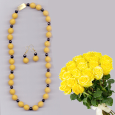 Yellow colour beads with roses